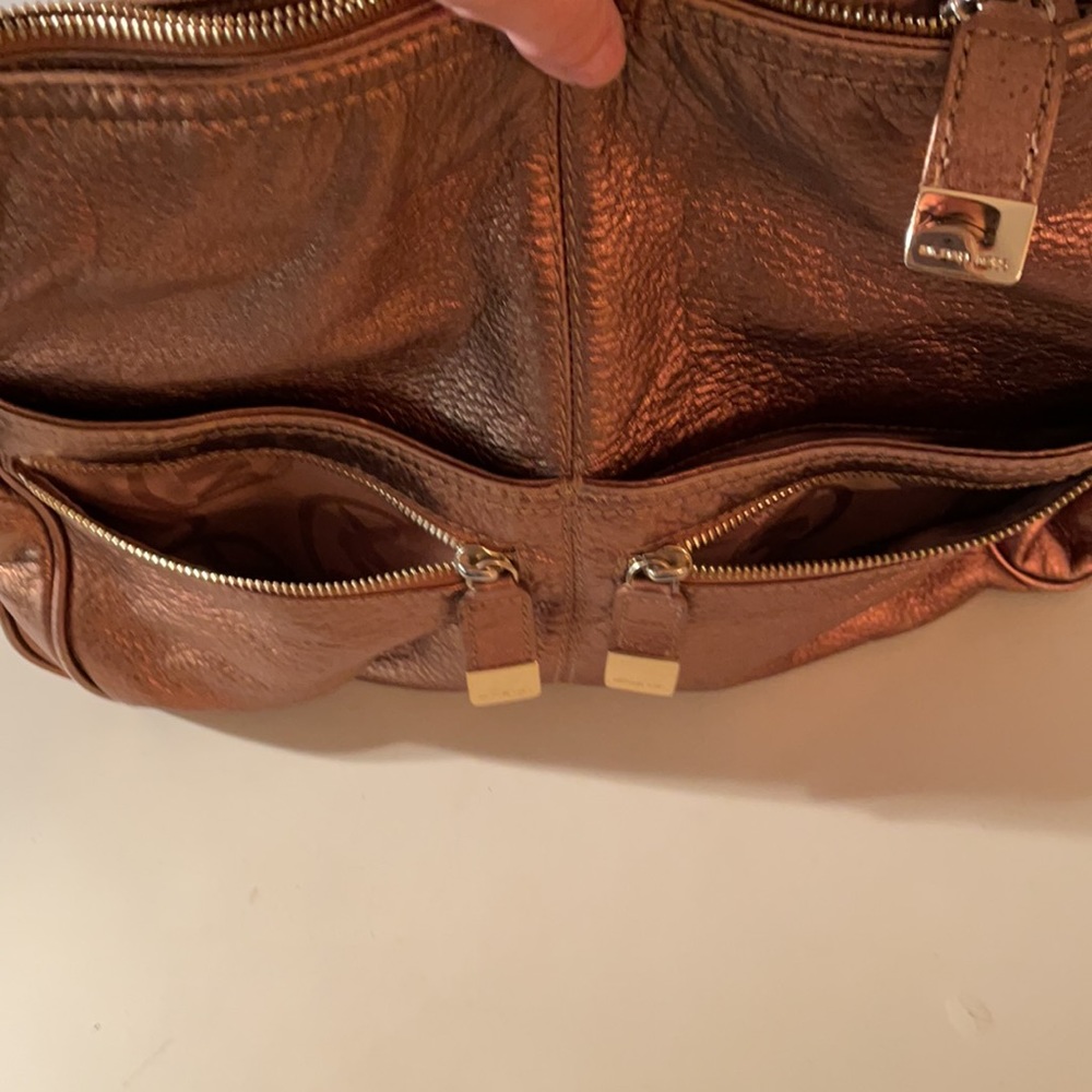 Authentic Michael Kors Metallic Copper Soft Leather Shoulder Bag Purse - Picture 11 of 15